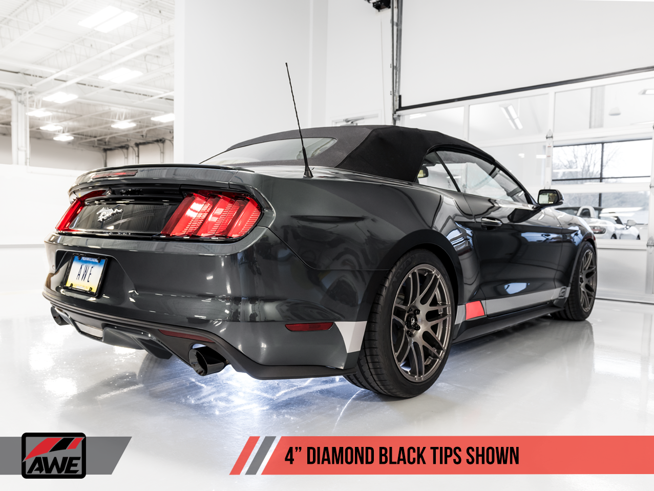 AWE Tuning Touring Edition Axle-back Exhaust for S550 Mustang EcoBoost - Diamond Black Tips