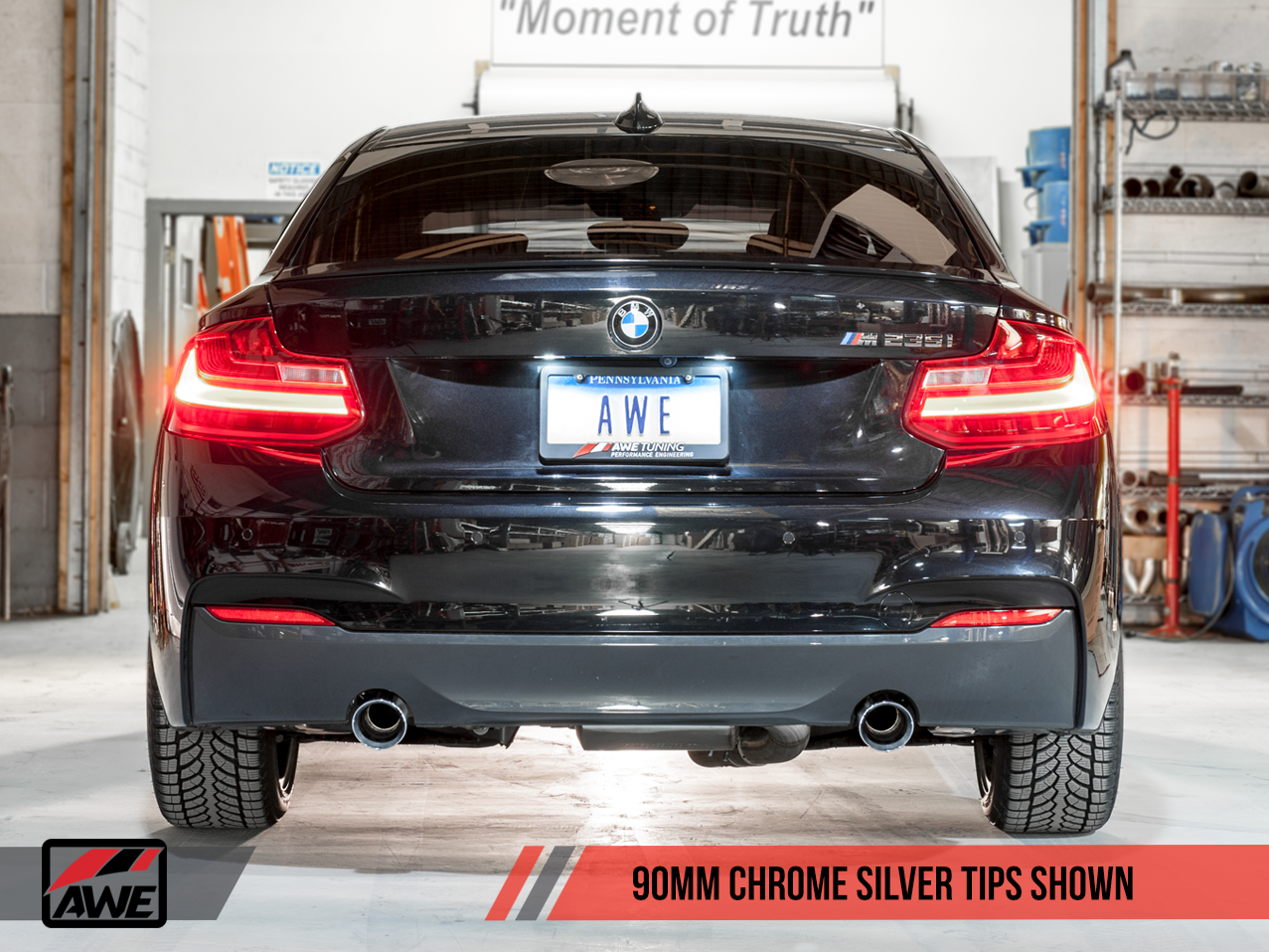 AWE Tuning Touring Edition Axle-back Exhaust for BMW F22 M235i / M240i - Chrome Silver Tips (90mm)