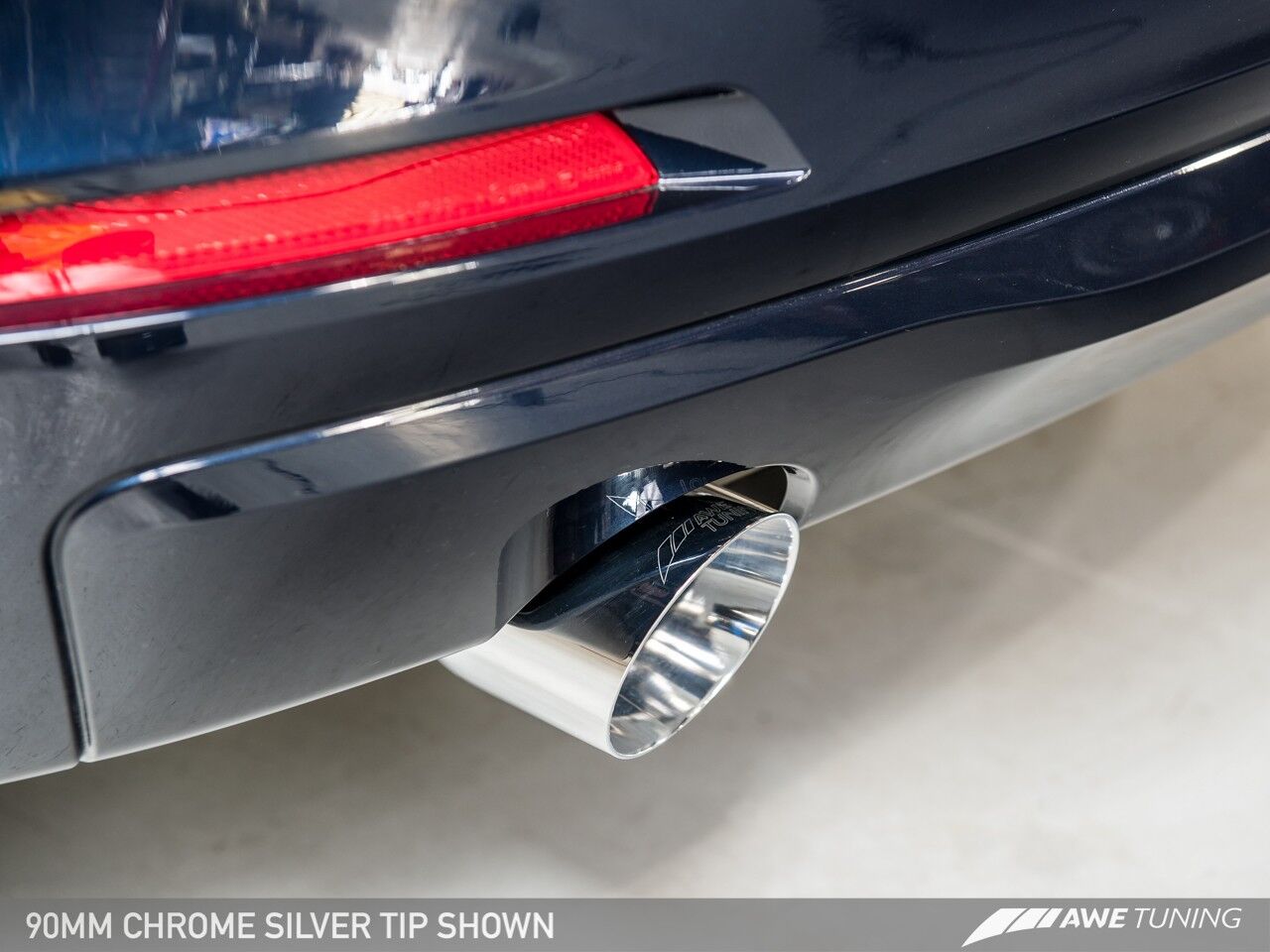 AWE Tuning Touring Edition Exhaust + Performance Mid Pipe for BMW F30 320i, Single Side - Chrome Silver Tip (90mm)
