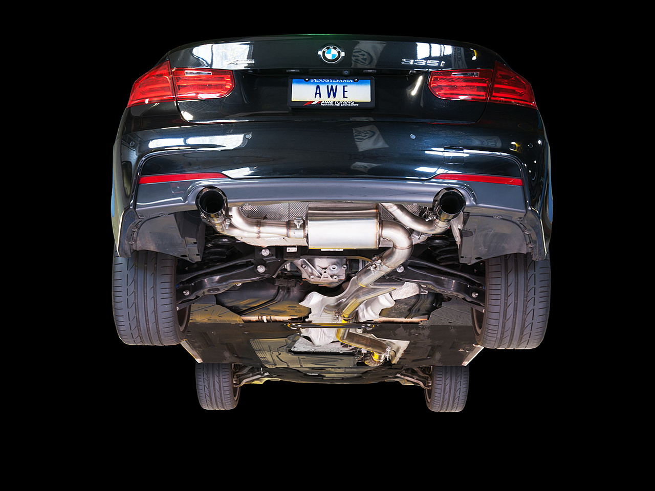 AWE Touring Edition Axle Back Exhaust for BMW F3X 335i/435i - Diamond Black Tips (102mm) - 3010-33030