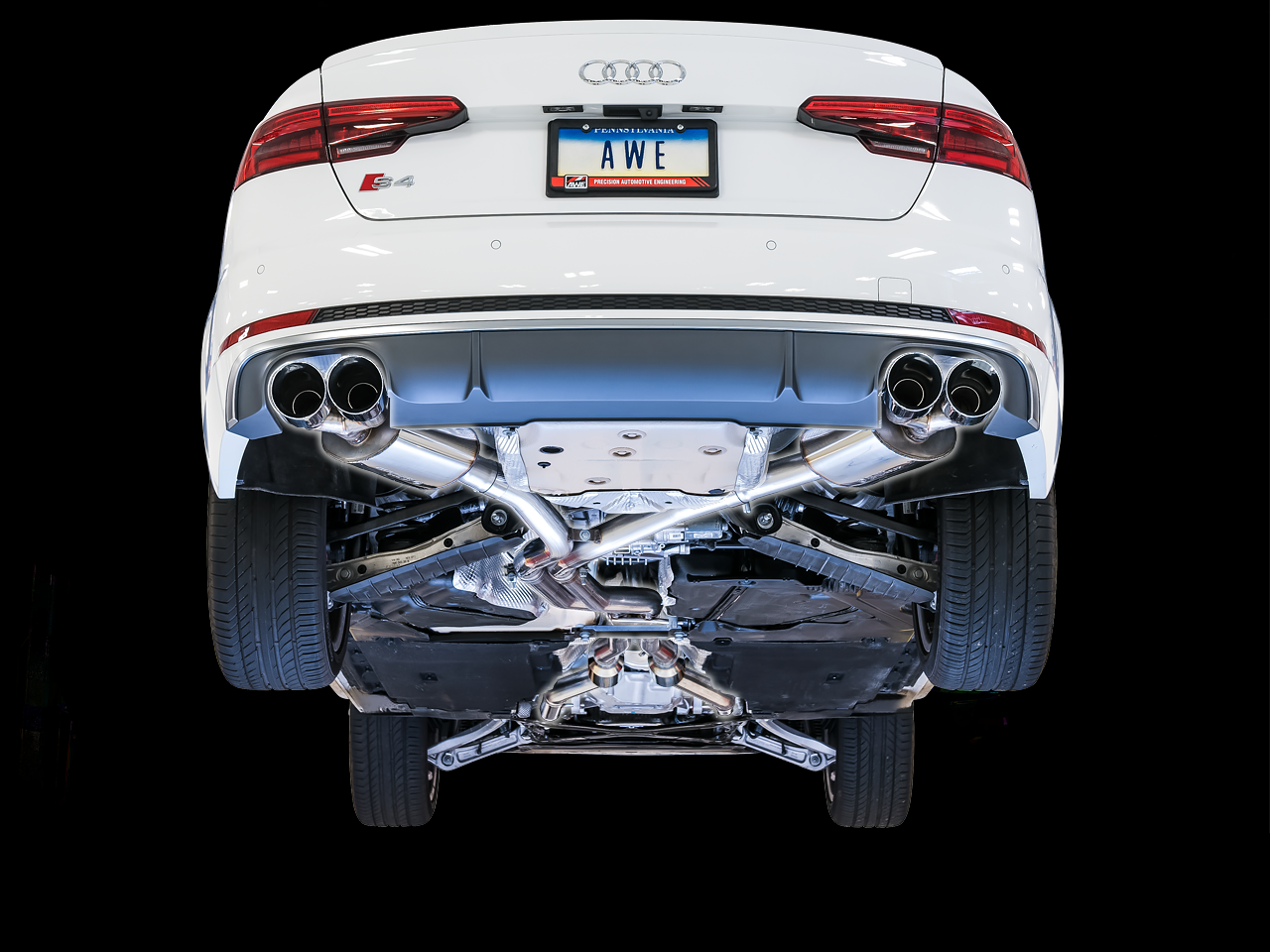 AWE Touring Edition Exhaust for Audi B9 S4 - Chrome Silver 102mm Tips - 3010-42056