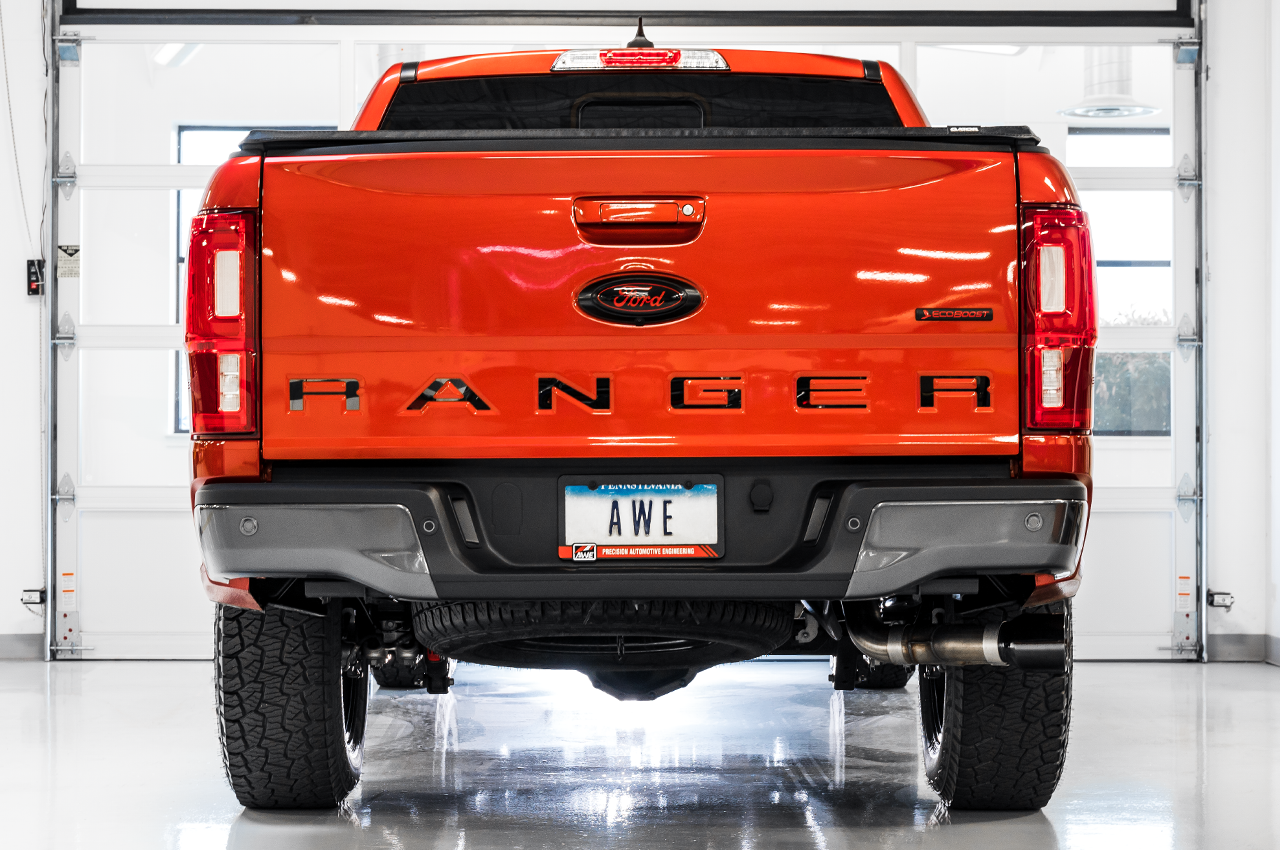 AWE 0FG Exhaust with BashGuard for Ford Ranger - Dual Diamond Black Tips - 3015-23064