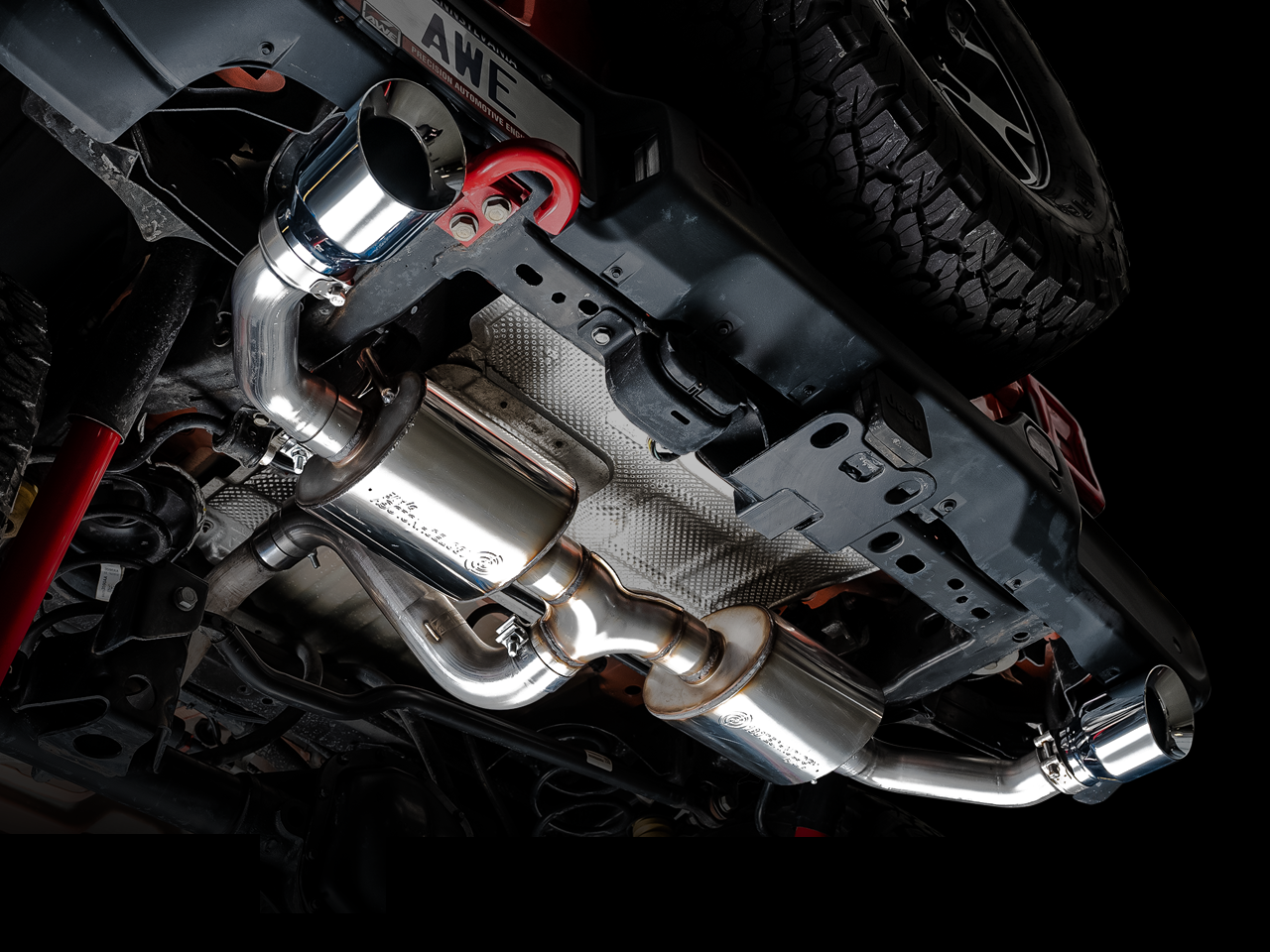 AWE Tread Edition Axleback Dual Exhaust for Jeep JL/JLU 3.6L/2.0T - Chrome Silver Tips - 3015-32001