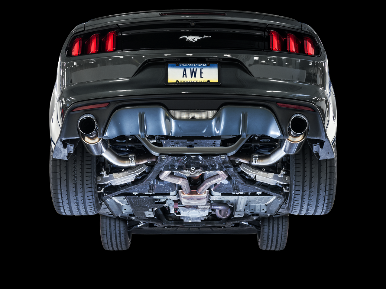 AWE Touring Edition Axle-back Exhaust for S550 Mustang EcoBoost - Chrome Silver Tips - 3015-32086