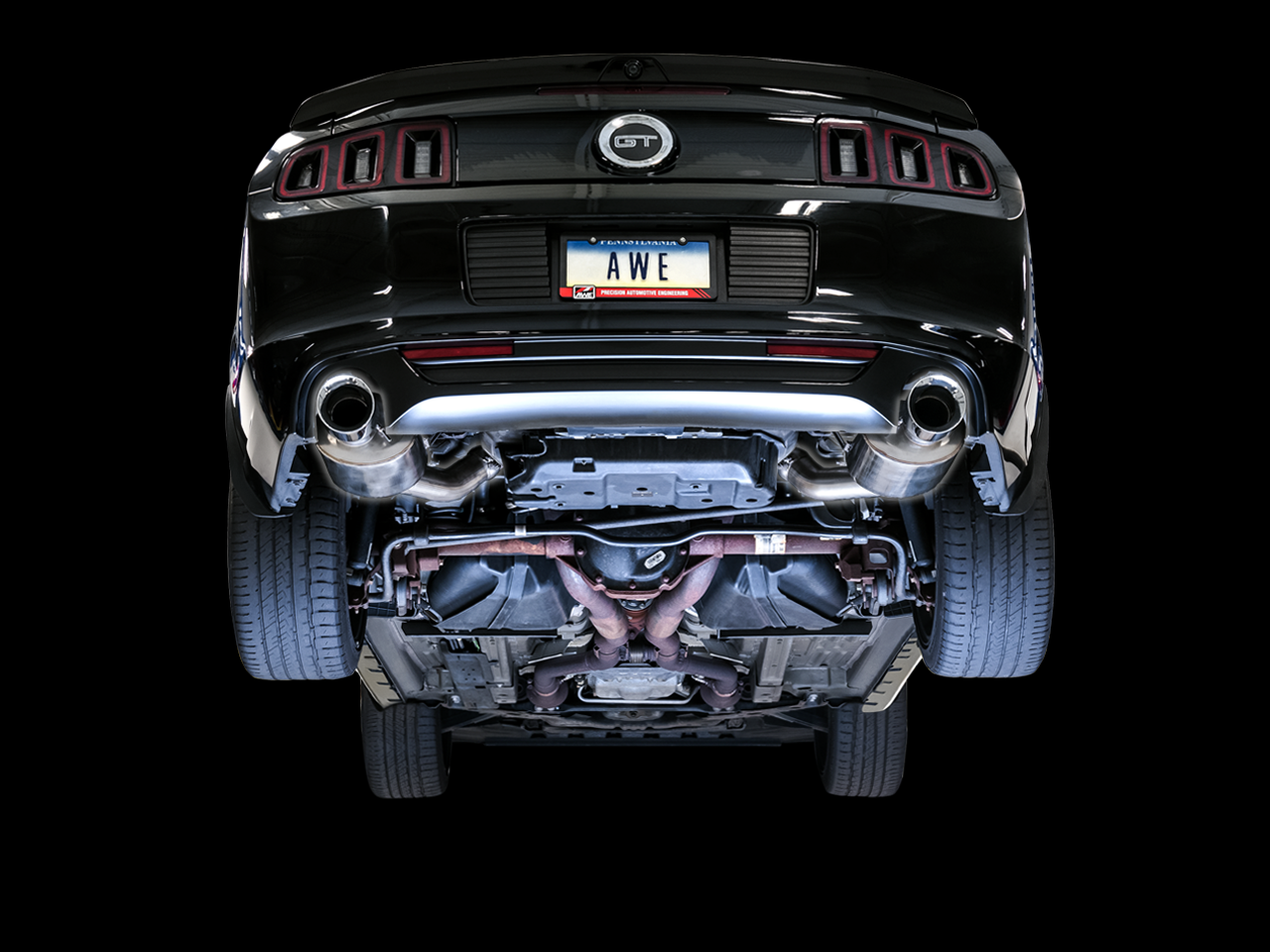 AWE Touring Edition Axle-back Exhaust for the S197 Ford Mustang GT - Chrome Silver Tips - 3015-32094