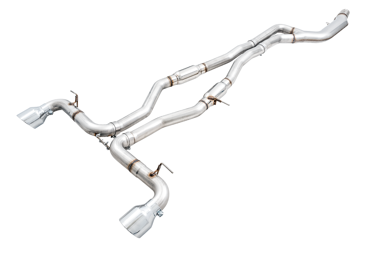 AWE Resonated Track Edition Exhaust for A90 Supra - 5" Chrome Silver Tips - 3015-32116