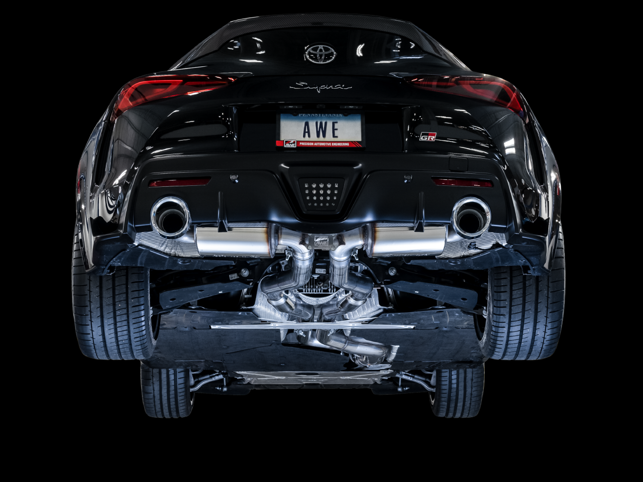 AWE Resonated Touring Edition Exhaust for A90 Supra - 5" Chrome Silver Tips - 3015-32118