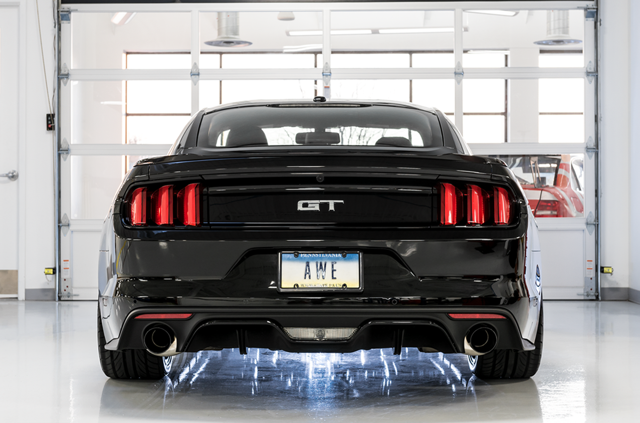 AWE Touring Edition Cat-back Exhaust for S550 Mustang GT - Dual Tip - Diamond Black Tips - 3015-33084