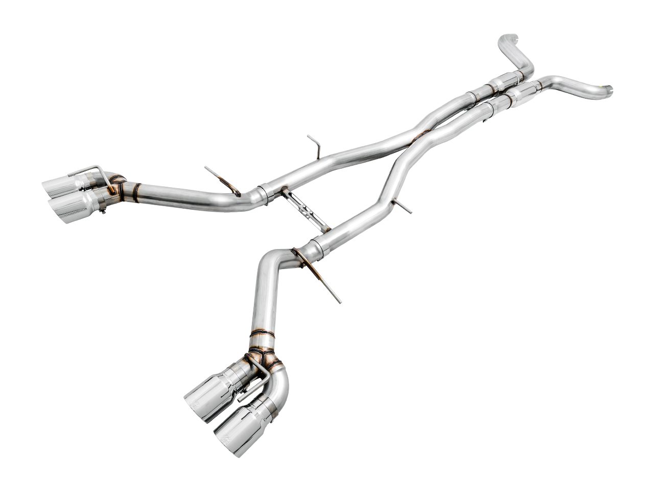 AWE Track Edition Cat-back Exhaust for Gen6 Camaro SS / ZL1 - Resonated - Chrome Silver Tips (Quad Outlet) - 3015-42090