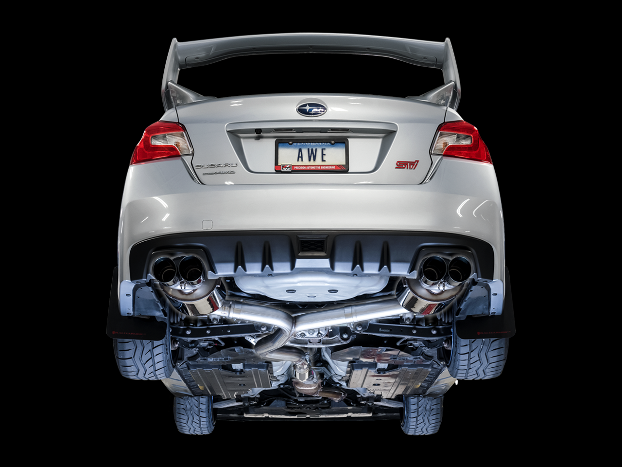 AWE Touring Edition Exhaust for VA STI / GV WRX / GV STI Sedan - Chrome Silver Quad Tips (102mm) - 3015-42104