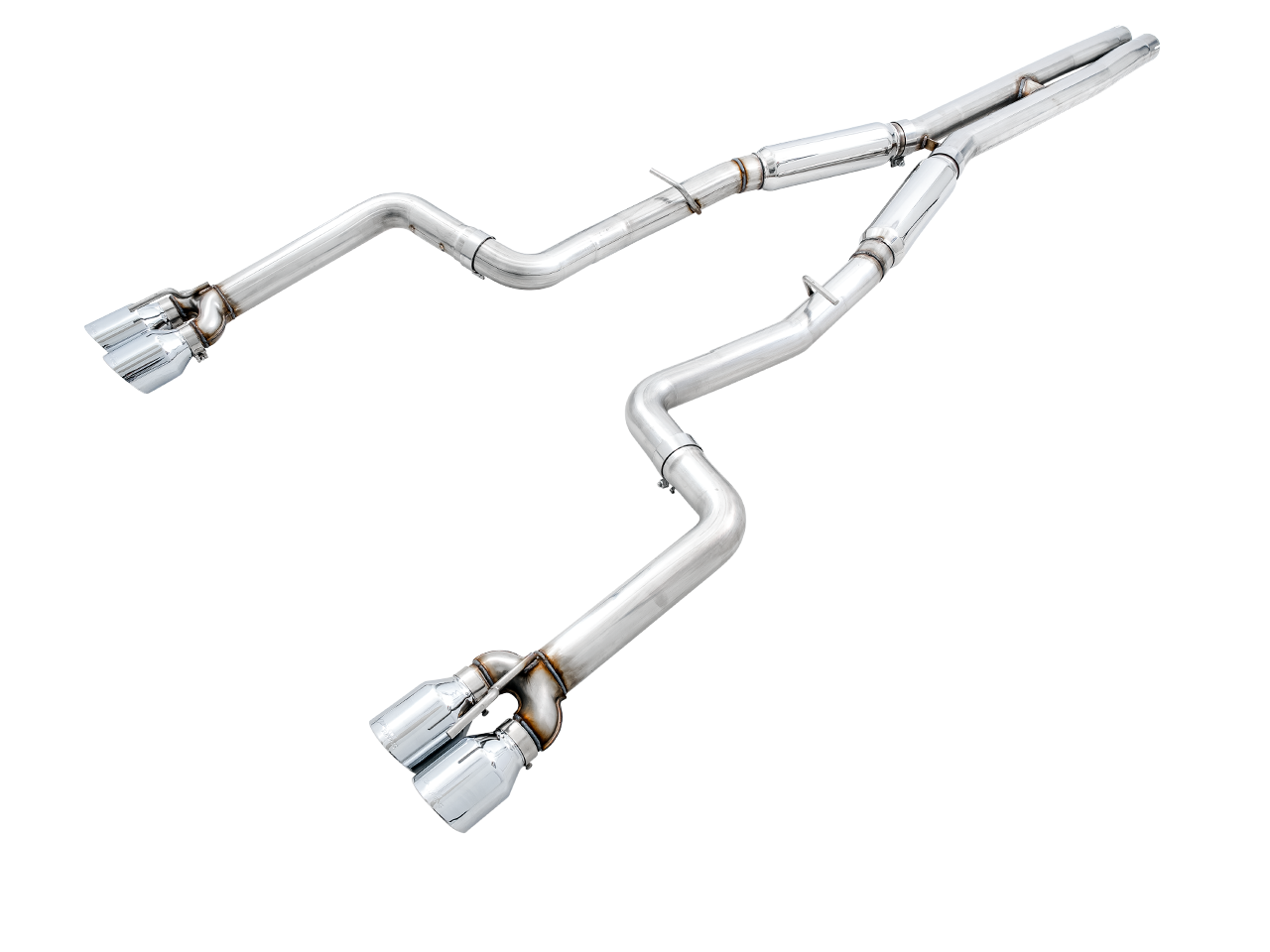 AWE Track Edition Exhaust for 15+ Challenger 6.4 / 6.2 SC - Chrome Silver Quad Tips - 3015-42136