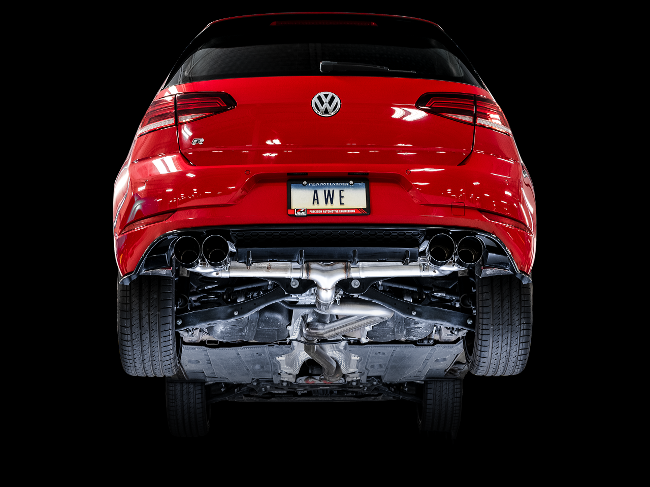 AWE Track Edition Exhaust for MK7.5 Golf R - Diamond Black Tips