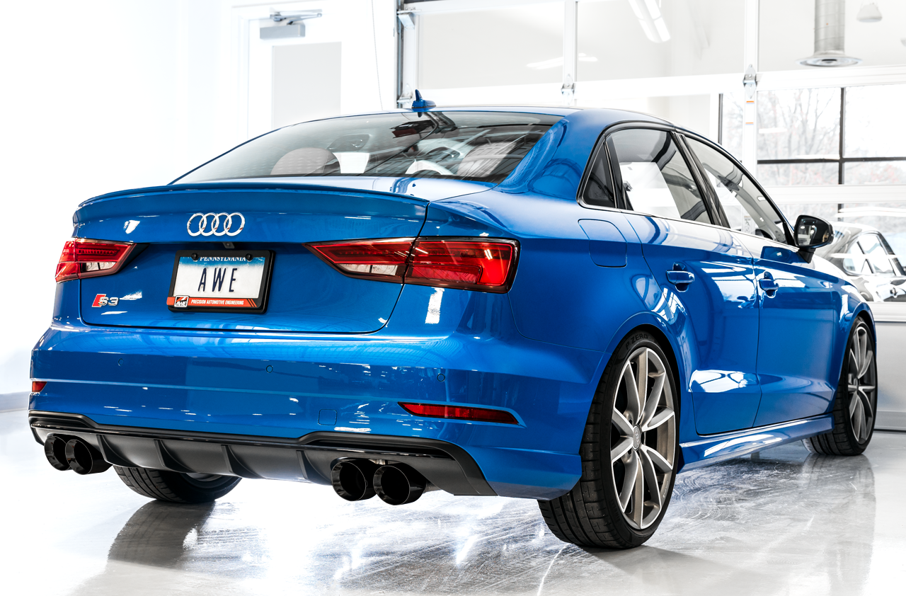 AWE Track Edition Exhaust for Audi 8V S3 - Diamond Black Tips