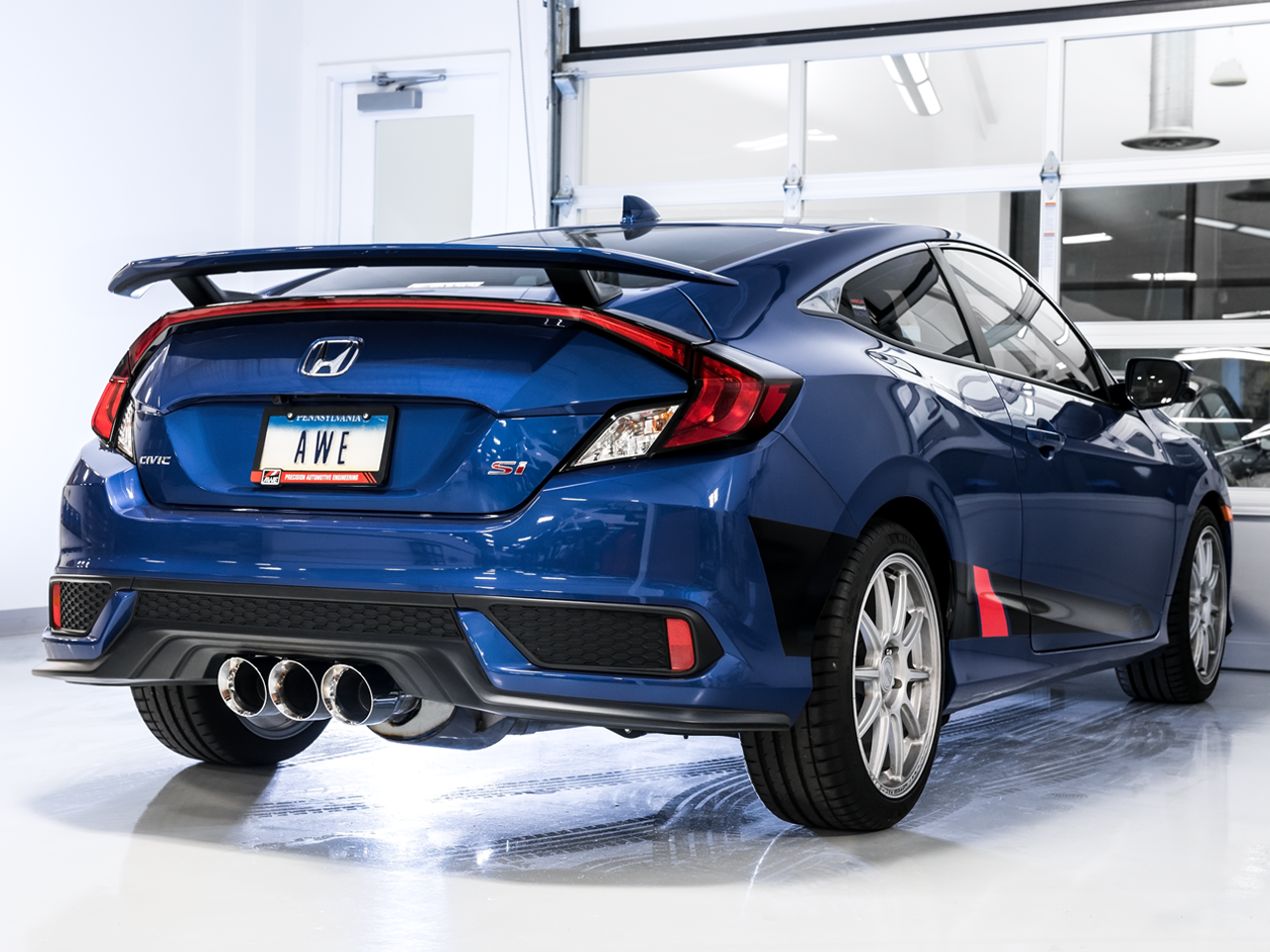 AWE Touring Edition Exhaust for 10th Gen Civic Si Coupe / Sedan (includes Front Pipe) - Triple Chrome Silver Tips - 3015-52012