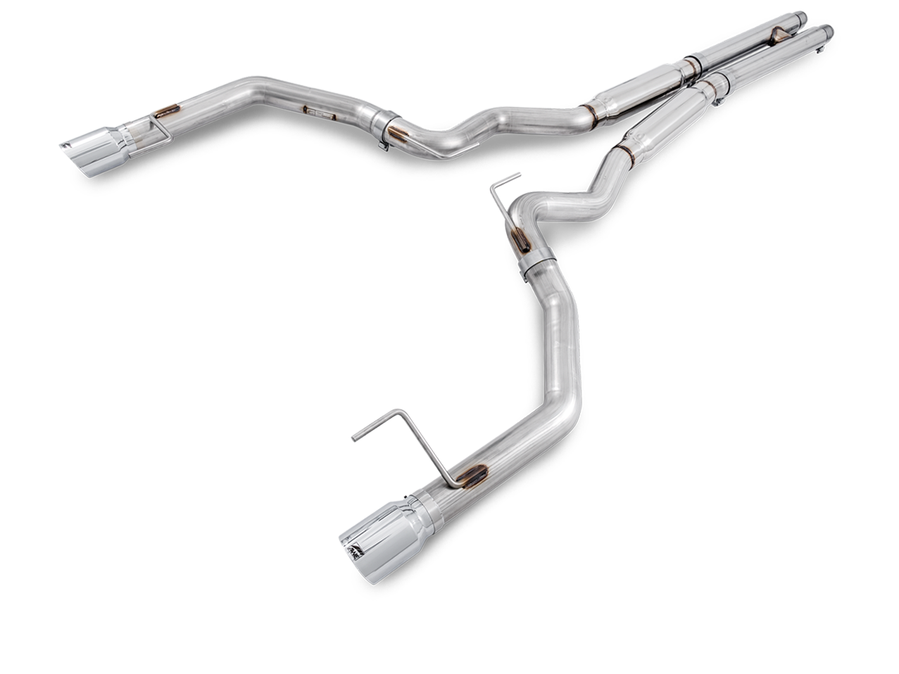 AWE Track Edition Cat-back Exhaust for S550 Mustang GT - Dual Tip - Chrome Silver Tips - 3020-32028