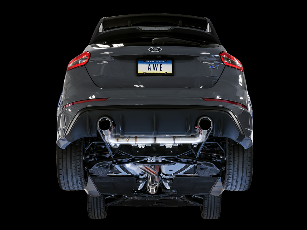 AWE Track Edition Cat-back Exhaust for Ford Focus RS - Chrome Silver Tips - 3020-32030