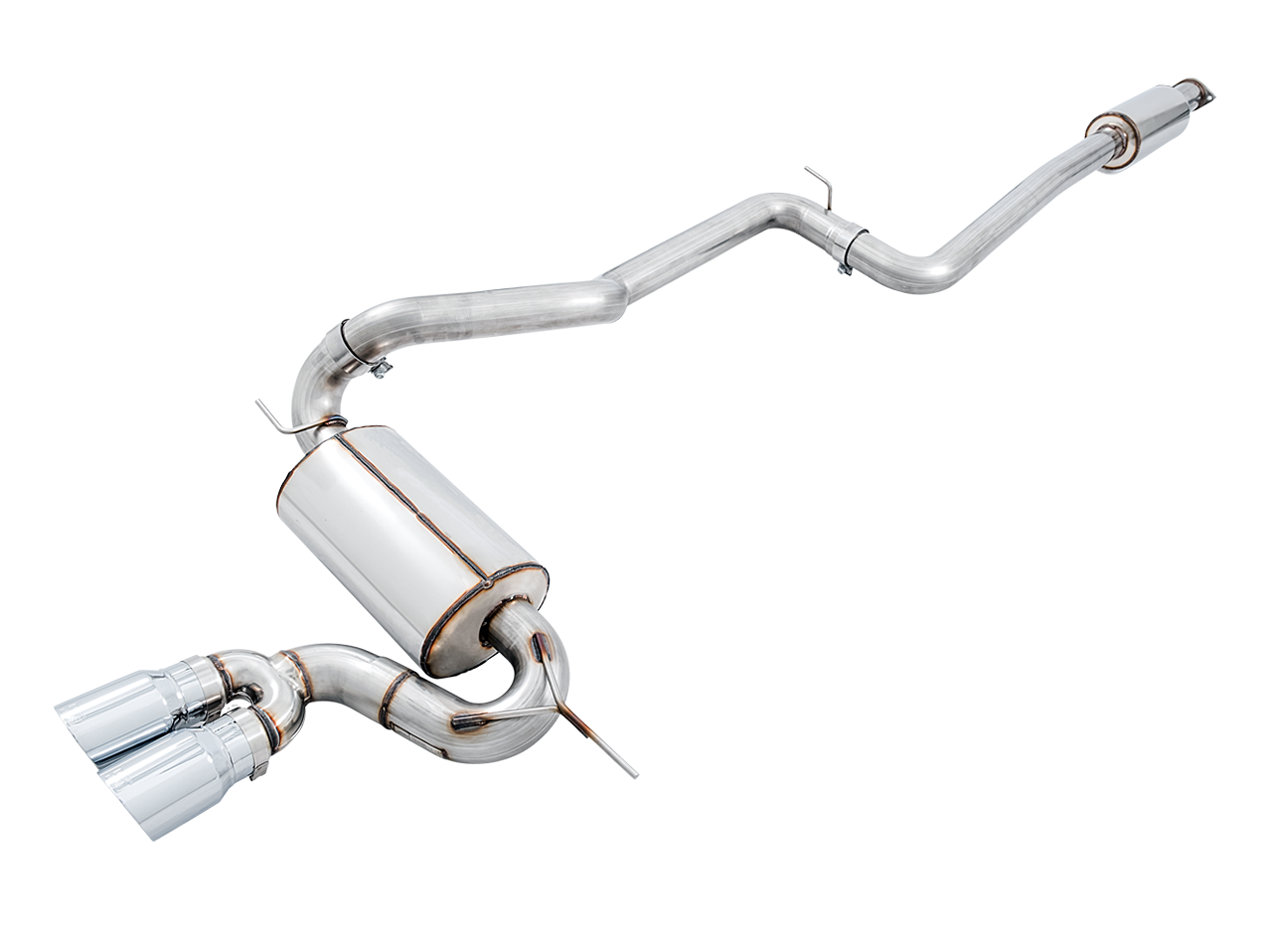 AWE Touring Edition Cat-back Exhaust for Ford Focus ST - Resonated - Chrome Silver Tips - 3020-32038