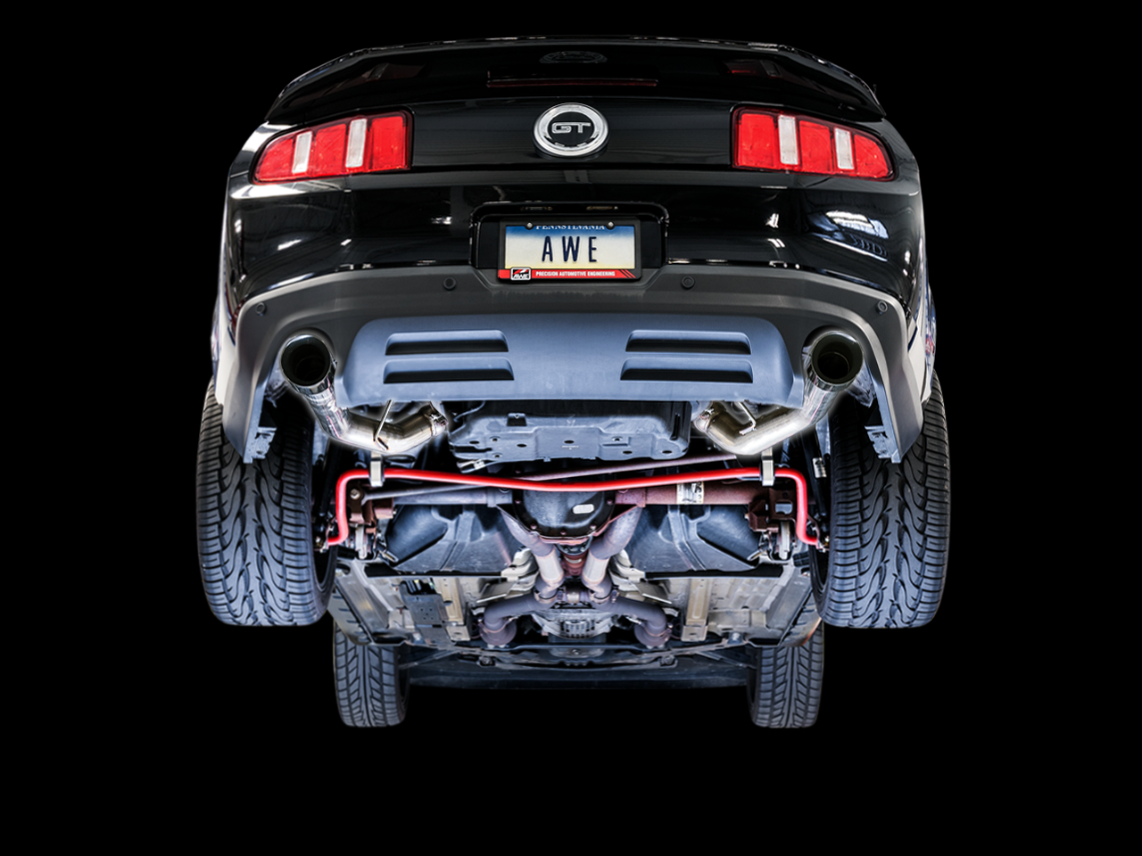 AWE Track Edition Axle-back Exhaust for the S197 Ford Mustang GT - Chrome Silver Tips - 3020-32040