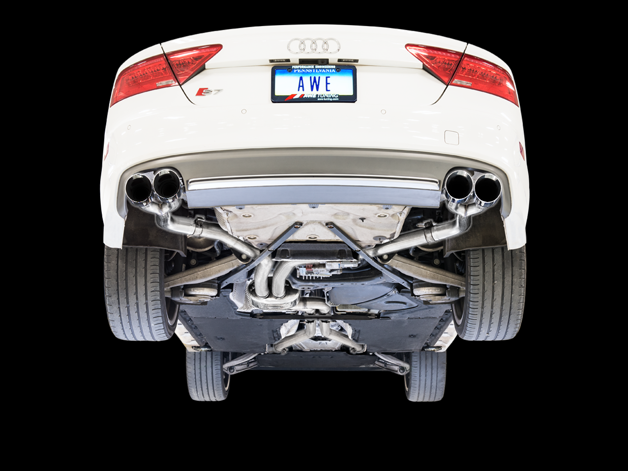 AWE Track Edition Exhaust for Audi C7 S6 4.0T - Chrome Silver Tips - 3020-42042