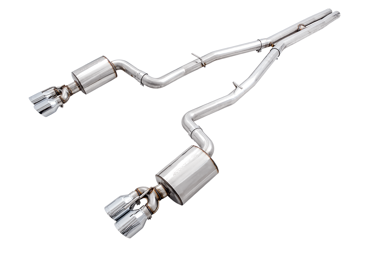 AWE Touring Edition Exhaust for 15+ Challenger 6.4 / 6.2 SC - Non-Resonated - Chrome Silver Quad Tips - 3020-42074