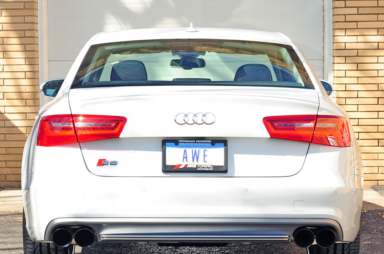 AWE Track Edition Exhaust for Audi C7 S6 4.0T - Diamond Black Tips - 3020-43050
