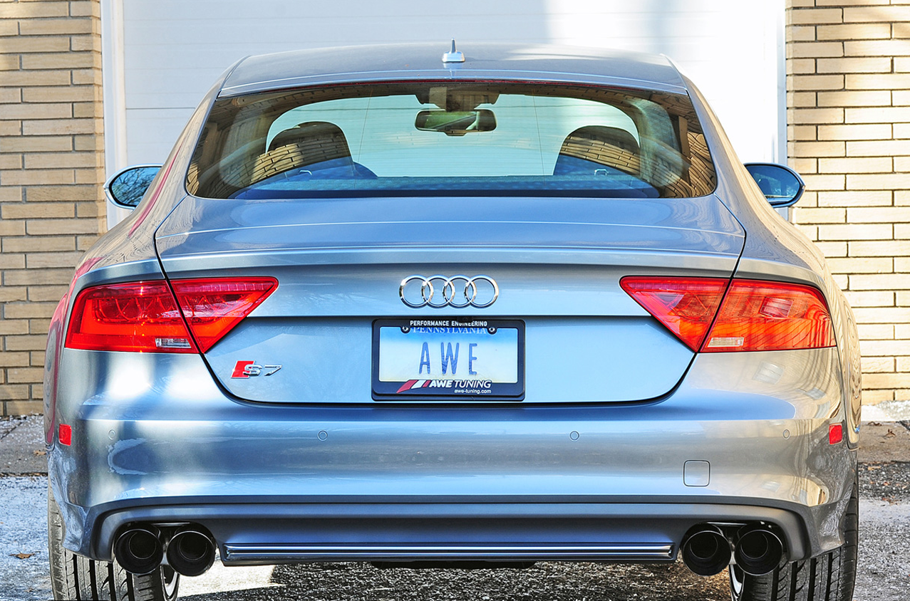 AWE Track Edition Exhaust for Audi C7 S7 4.0T - Diamond Black Tips - 3020-43052