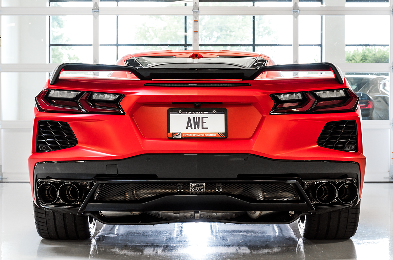 AWE Track Edition Exhaust for C8 Corvette -- Diamond Black Tips - 3020-43086