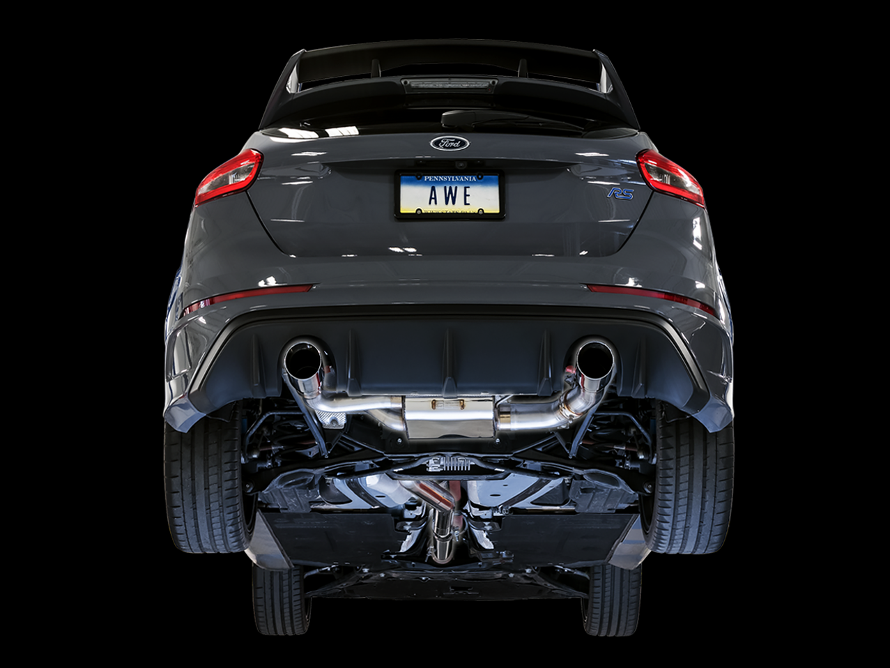 AWE SwitchPath Cat-back Exhaust (with Remote) for Ford Focus RS - Chrome Silver Tips - 3025-32024