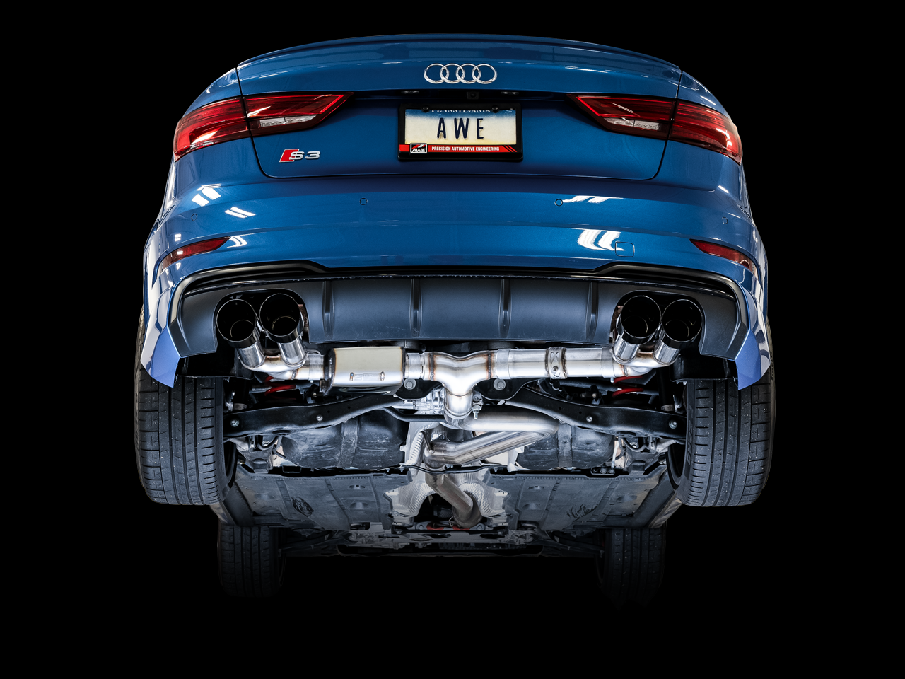 AWE SwitchPath Exhaust for Audi 8V S3 - Diamond Black Tips