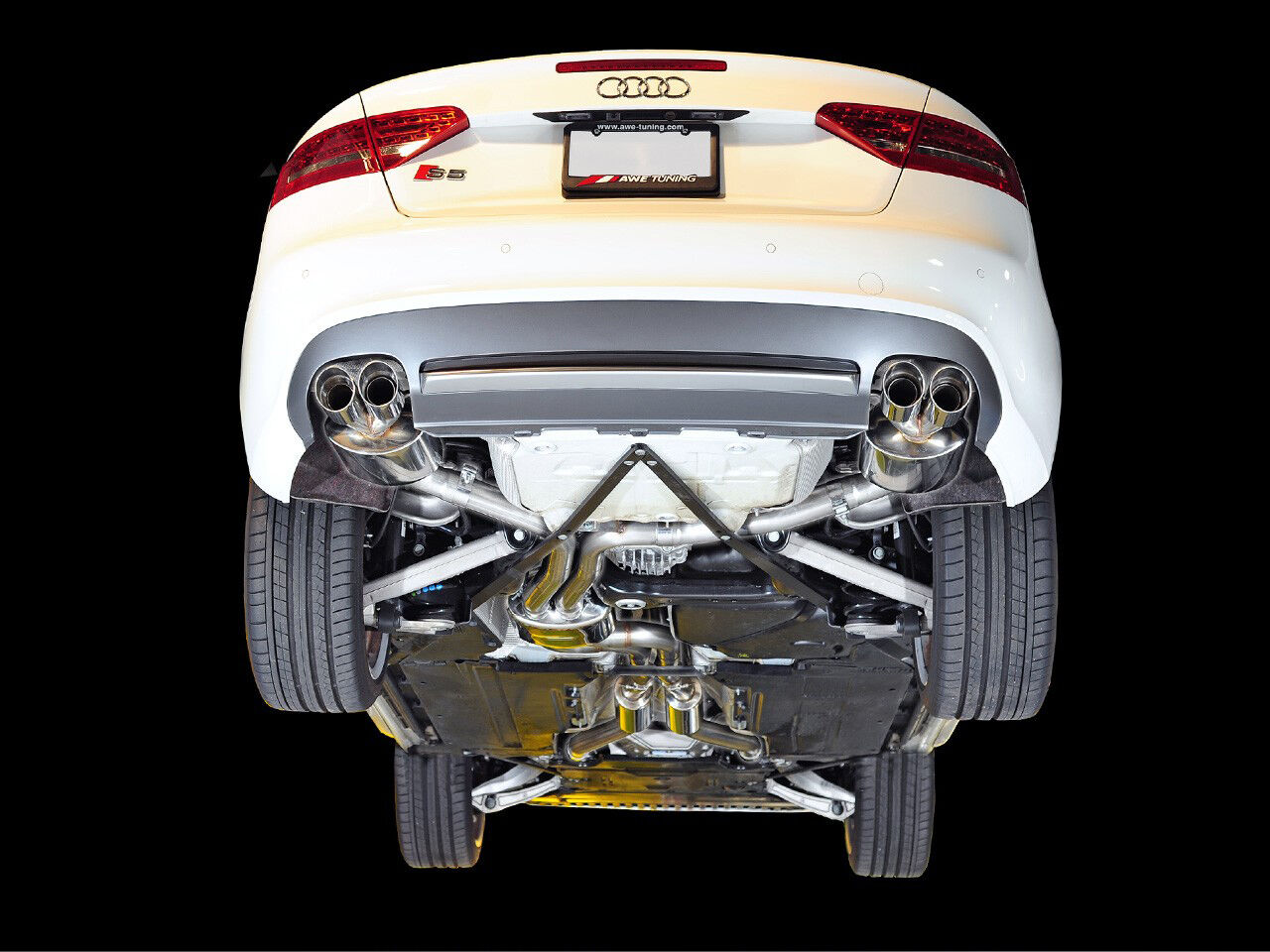 AWE Touring Edition Exhaust System for B8/8.5 S5 Cabrio (Exhaust + Resonated Downpipes) - Chrome Silver Tips - 3415-42014