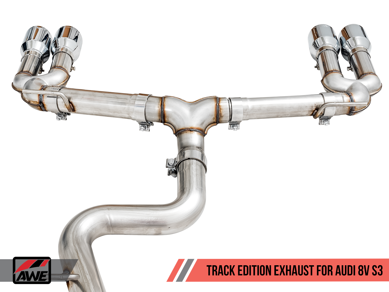 AWE Tuning Track Edition Exhaust for Audi 8V S3 - Chrome Silver Tips, 102mm