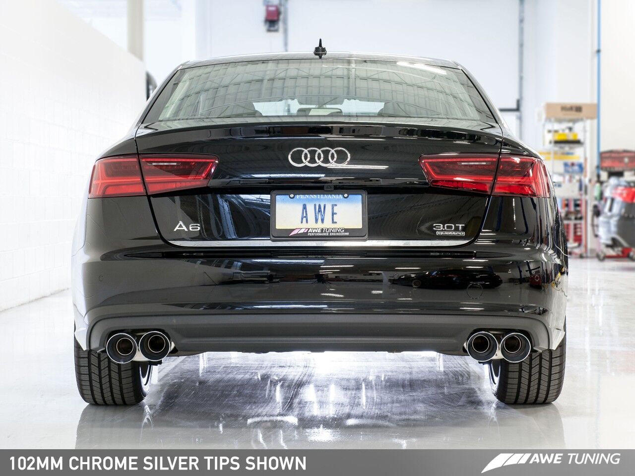 AWE Tuning Touring Edition Exhaust for Audi C7.5 A6 3.0T - Quad Outlet, Chrome Silver Tips