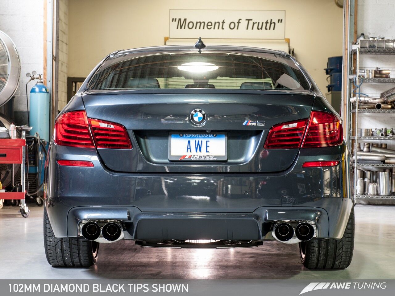 AWE Tuning Touring Edition Axle Back Exhaust for BMW F10 M5, Diamond Black Tips