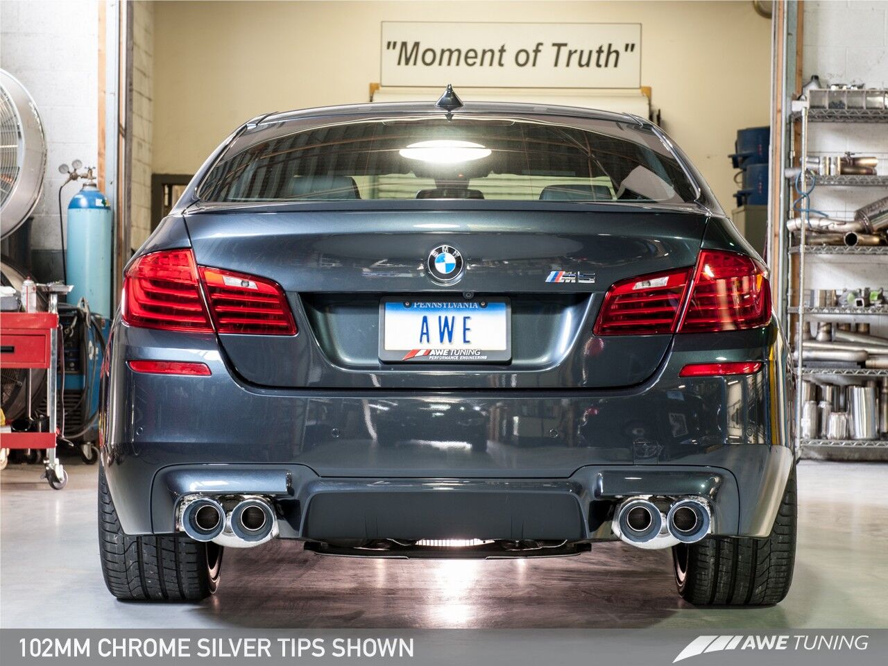 AWE Tuning Touring Edition Axle Back Exhaust for BMW F10 M5, Chrome Silver Tips