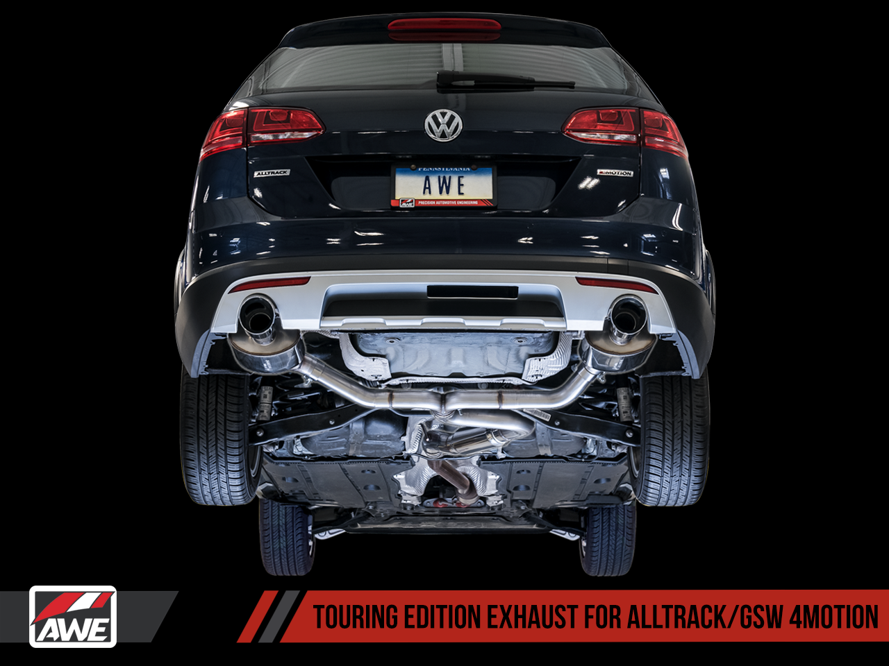 AWE Tuning Touring Edition Exhaust for VW Golf Alltrack / Sportwagen 4Motion - Chrome Silver Tips