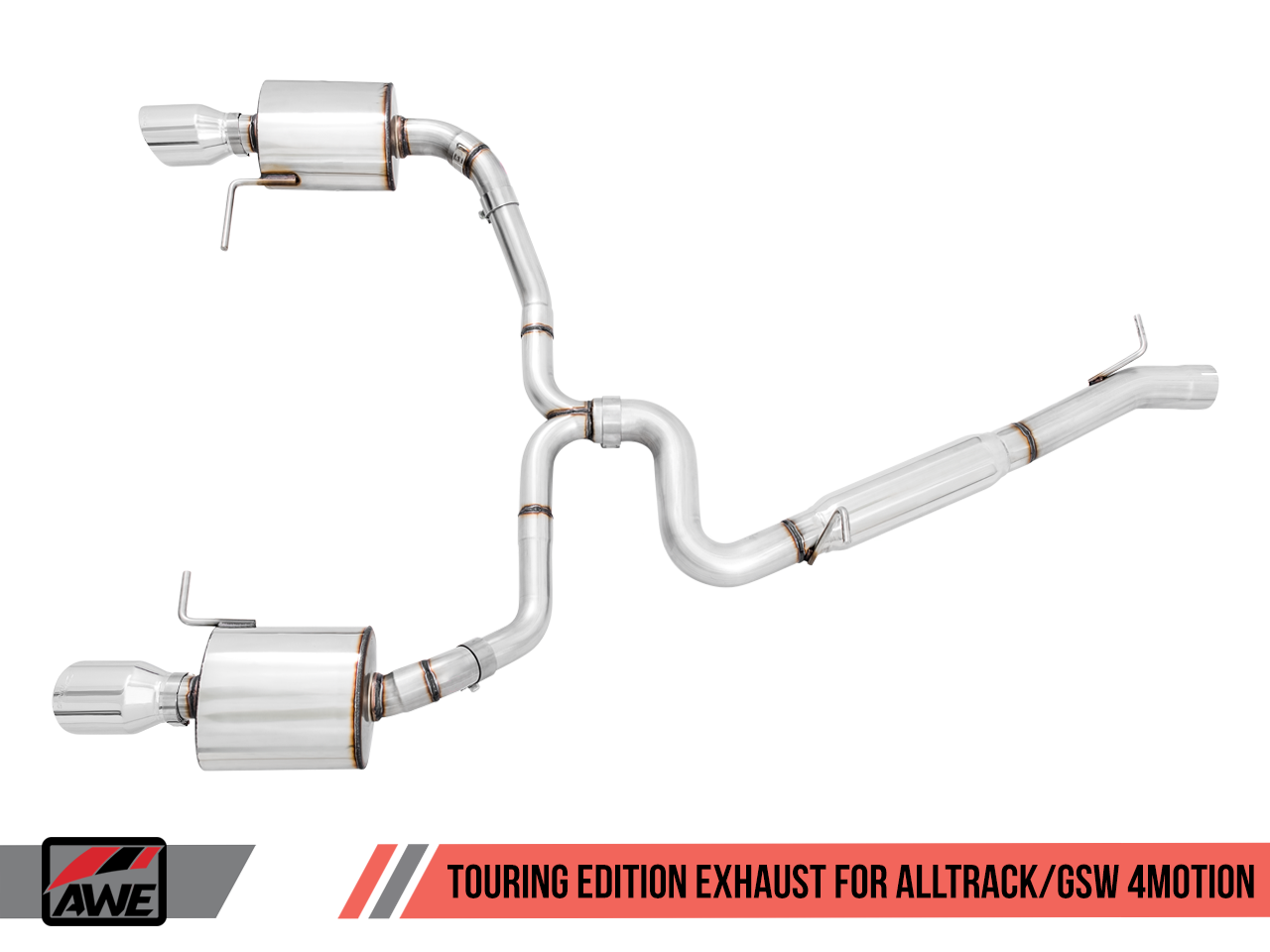 AWE Tuning Touring Edition Exhaust for VW Golf Alltrack / Sportwagen 4Motion - Chrome Silver Tips