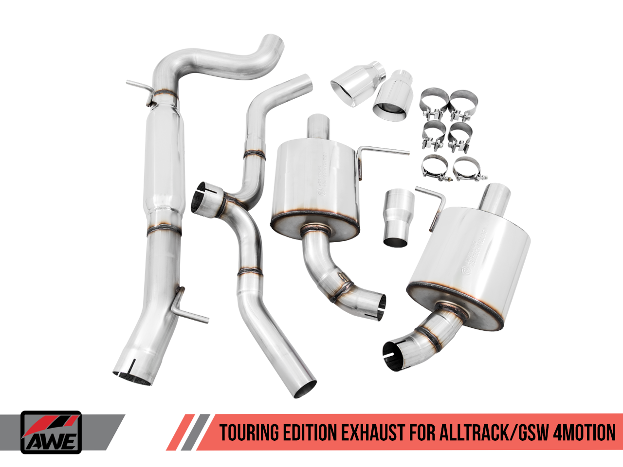 AWE Tuning Touring Edition Exhaust for VW Golf Alltrack / Sportwagen 4Motion - Chrome Silver Tips