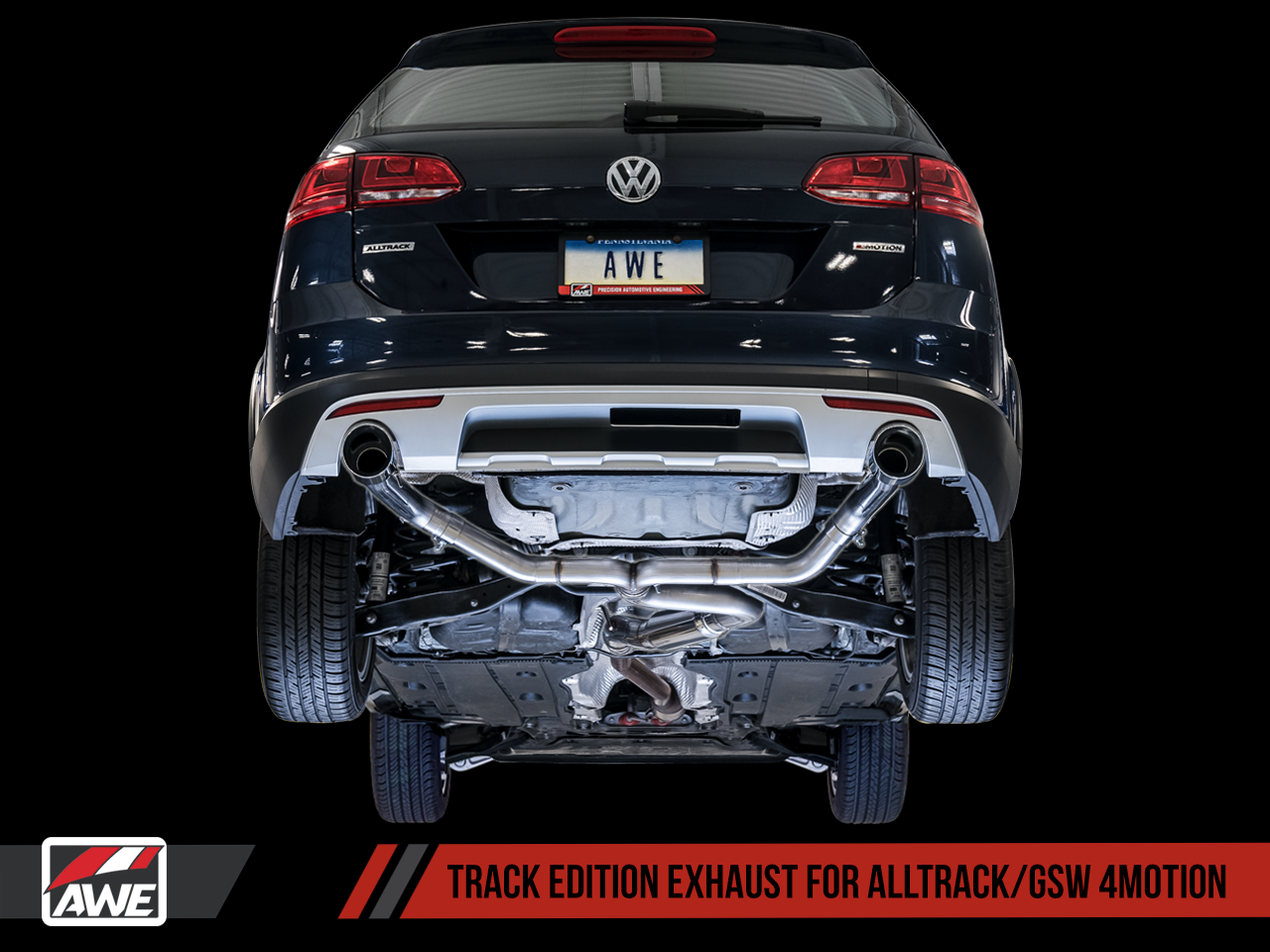 AWE Tuning Track Edition Exhaust for VW Golf Alltrack / Sportwagen 4Motion - Chrome Silver Tips