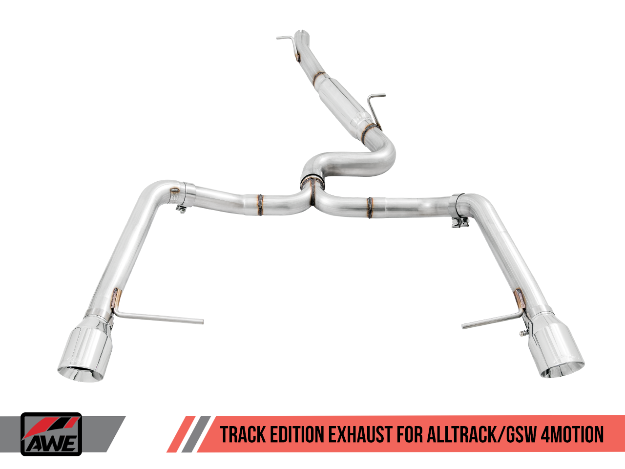 AWE Tuning Track Edition Exhaust for VW Golf Alltrack / Sportwagen 4Motion - Chrome Silver Tips