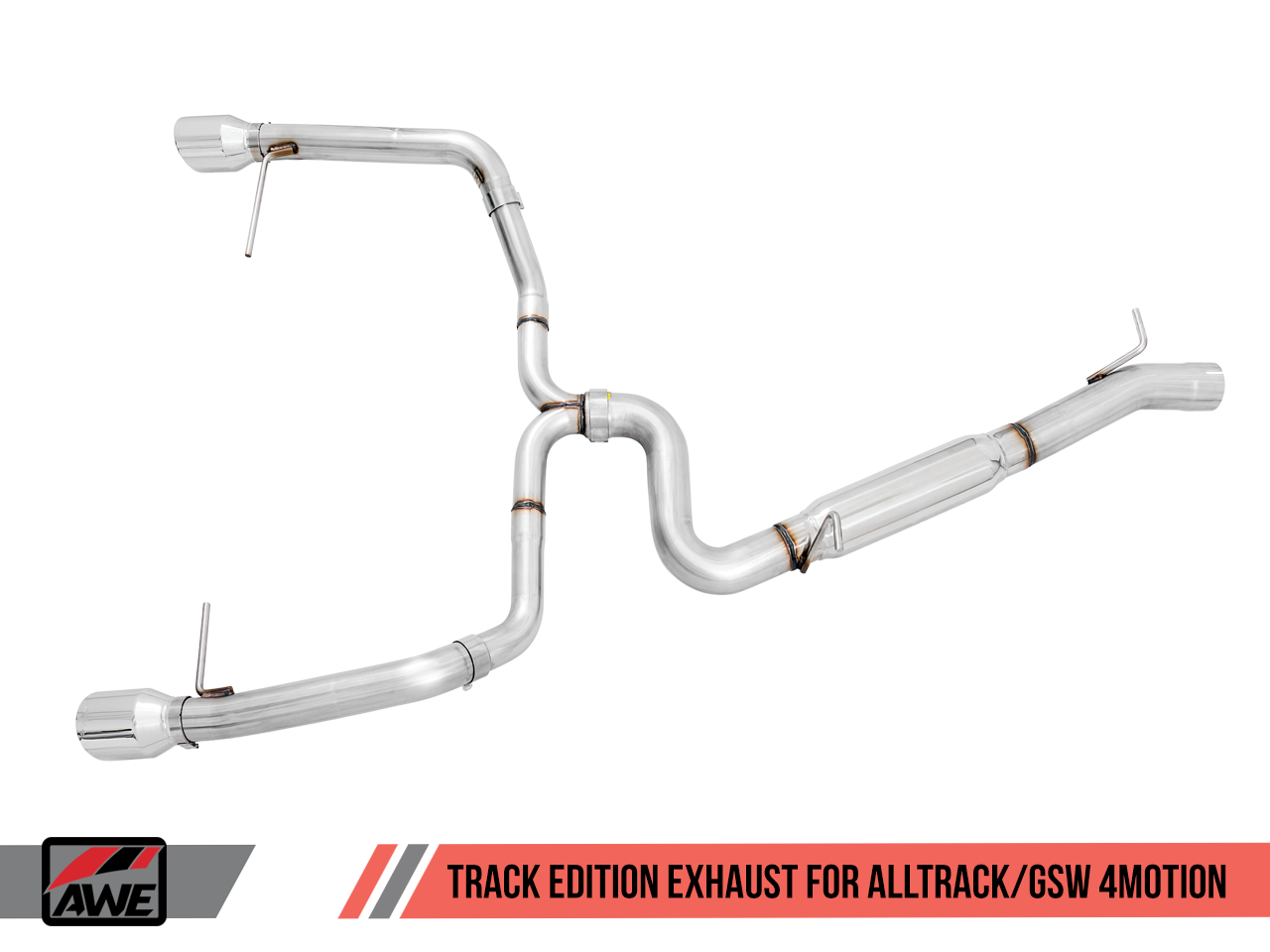 AWE Tuning Track Edition Exhaust for VW Golf Alltrack / Sportwagen 4Motion - Chrome Silver Tips