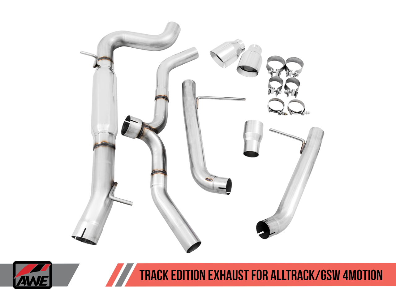 AWE Tuning Track Edition Exhaust for VW Golf Alltrack / Sportwagen 4Motion - Chrome Silver Tips