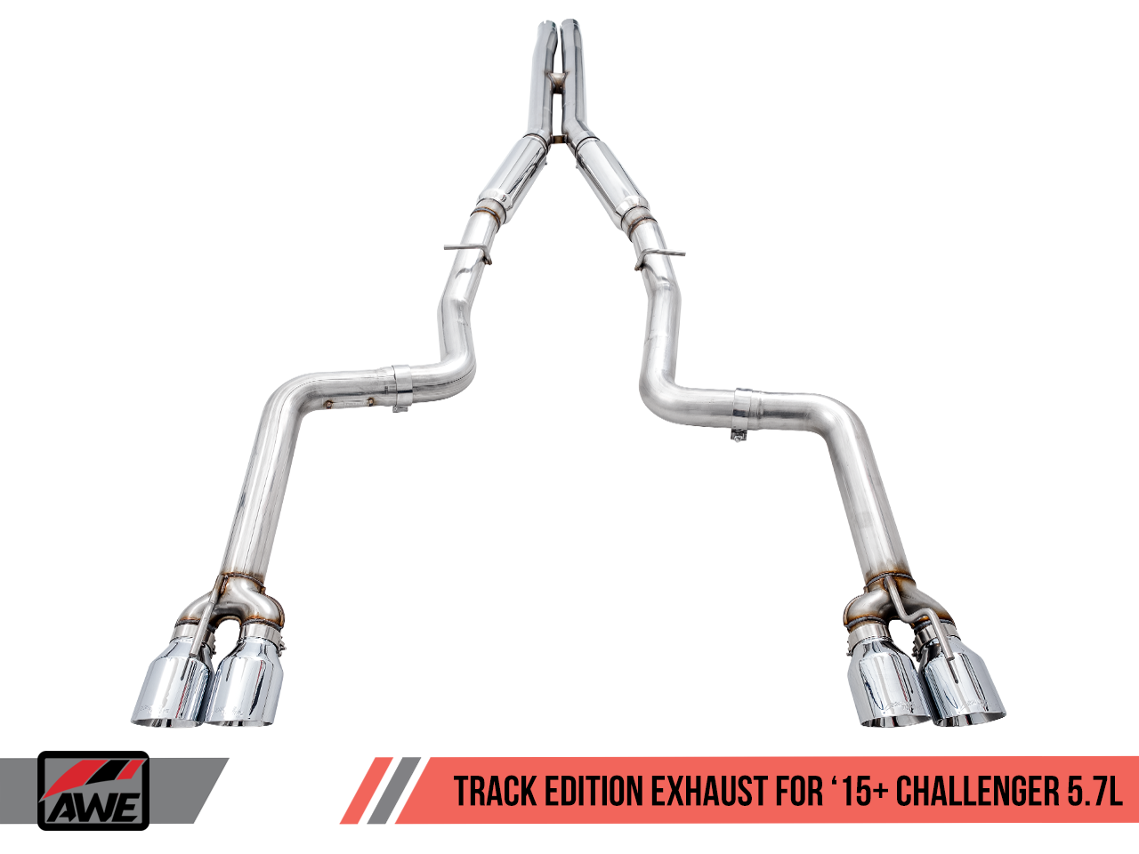AWE Tuning Track Edition Exhaust for 17+ Challenger 5.7 - Chrome Silver Quad Tips