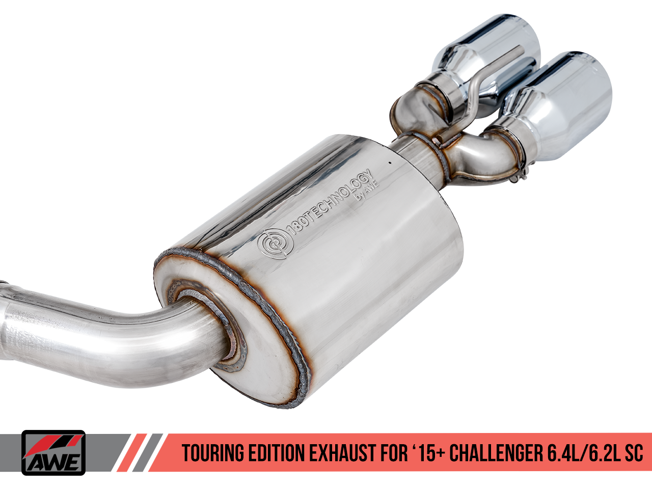AWE Tuning Touring Edition Exhaust for 15+ Challenger 6.4 / 6.2 SC - Non-Resonated - Chrome Silver Quad Tips