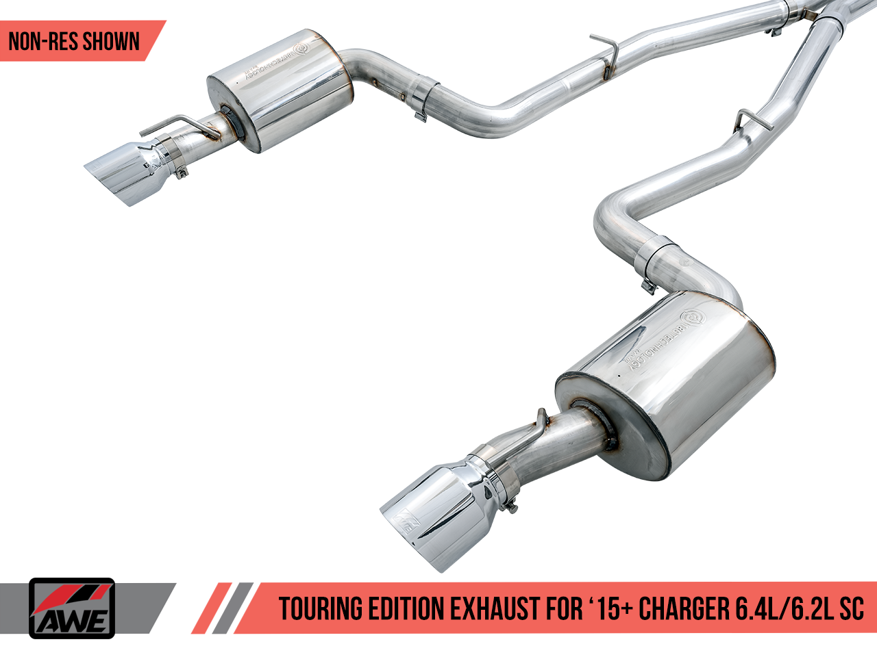 AWE Tuning Touring Edition Exhaust for 15+ Charger 6.4 / 6.2 SC - Non-Resonated - Chrome Silver Tips