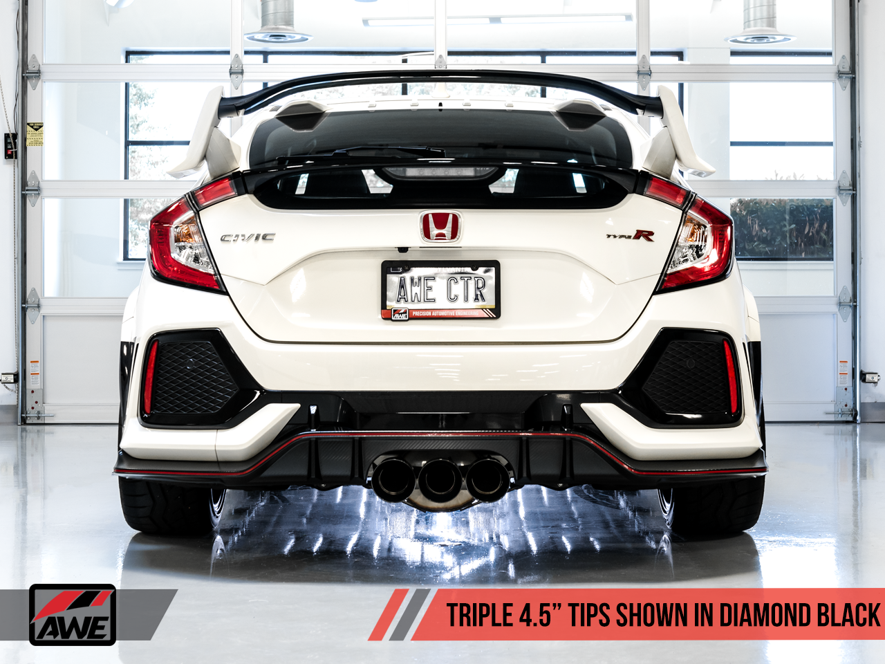 AWE Tuning Track Edition Exhaust for FK8 Civic Type R (includes Front Pipe) - Triple Diamond Black Tips