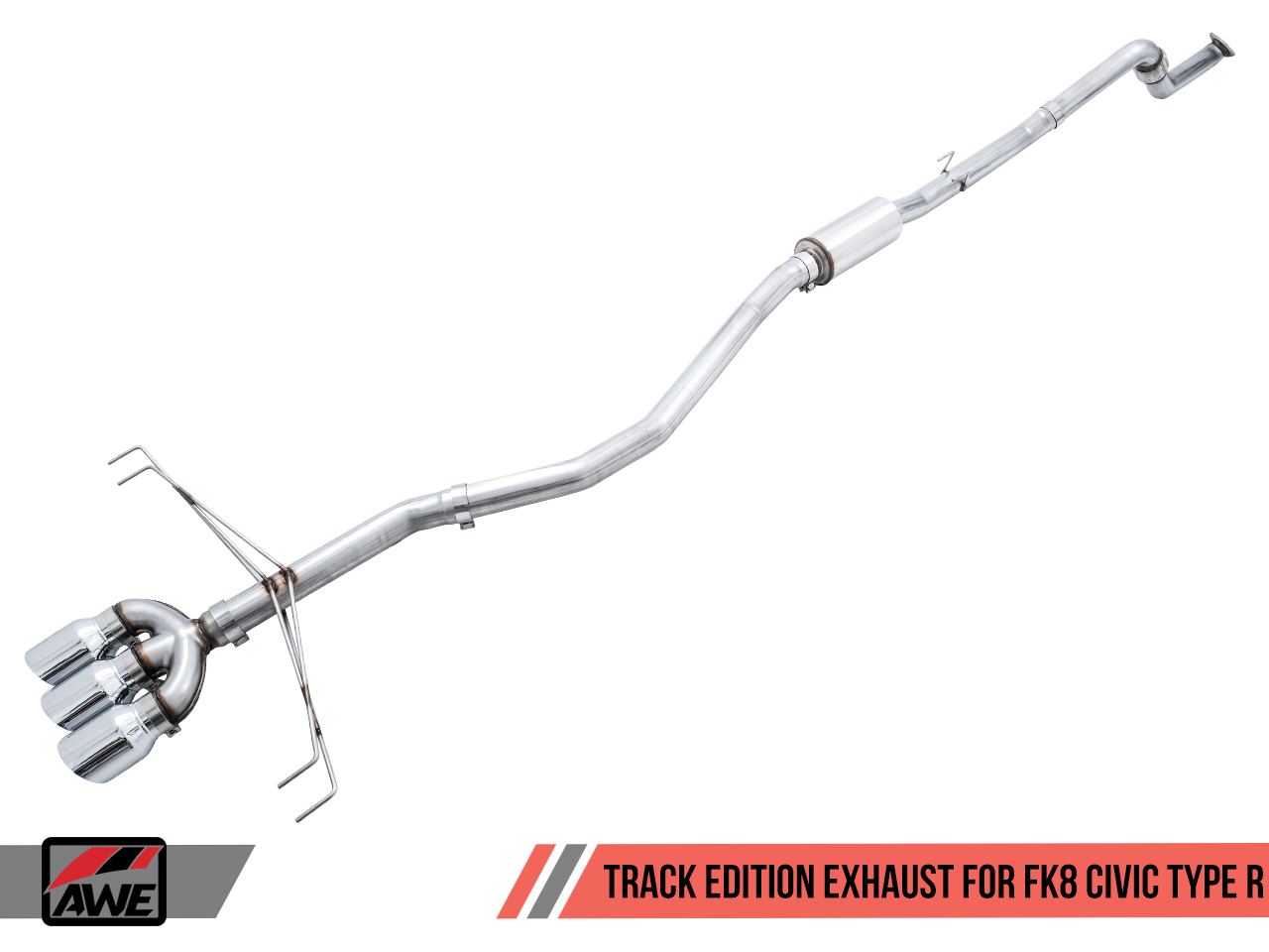 AWE Tuning Track Edition Exhaust for FK8 Civic Type R (includes Front Pipe) - Triple Diamond Black Tips