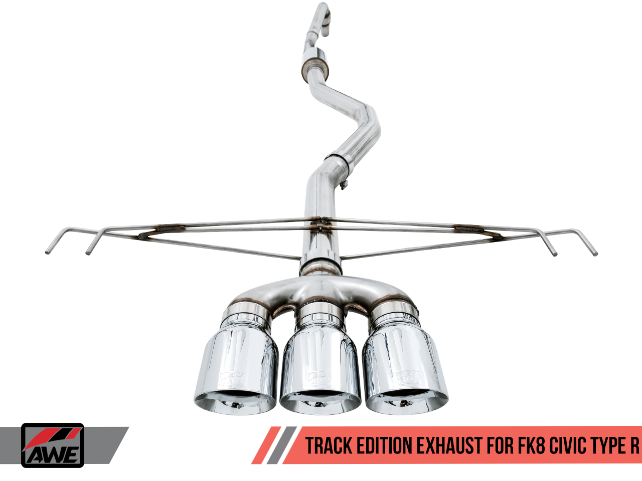 AWE Tuning Track Edition Exhaust for FK8 Civic Type R (includes Front Pipe) - Triple Diamond Black Tips