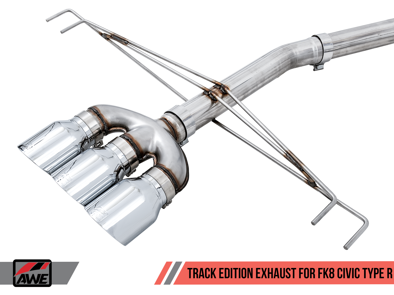 AWE Tuning Track Edition Exhaust for FK8 Civic Type R (includes Front Pipe) - Triple Diamond Black Tips