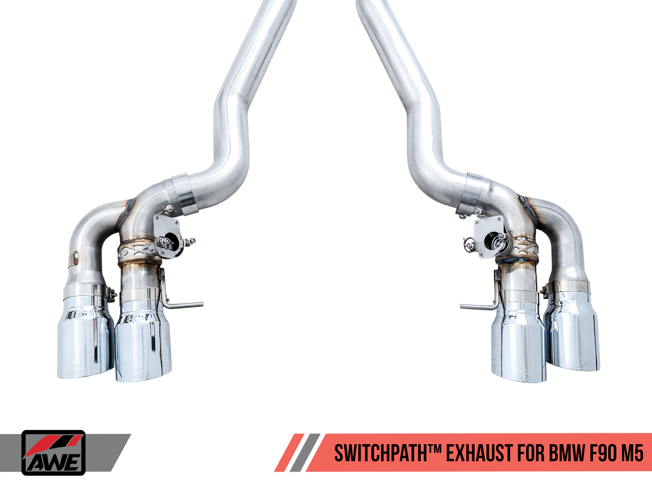 AWE Tuning SwitchPath Axleback Exhaust for BMW F90 M5 - Chrome Silver Tips