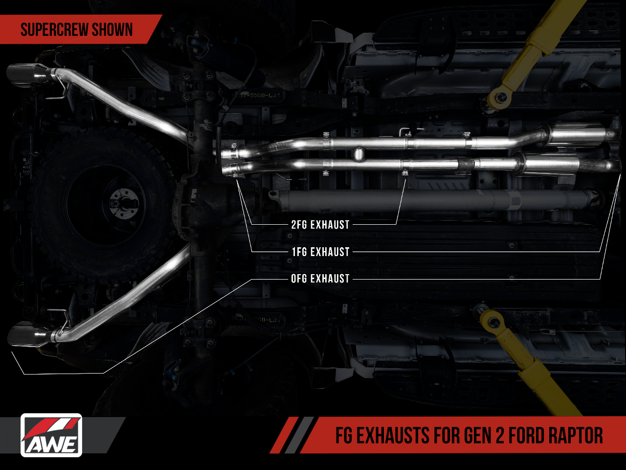 AWE Tuning 2FG Exhaust for Gen 2 Ford Raptor (Performance H-Pipe)